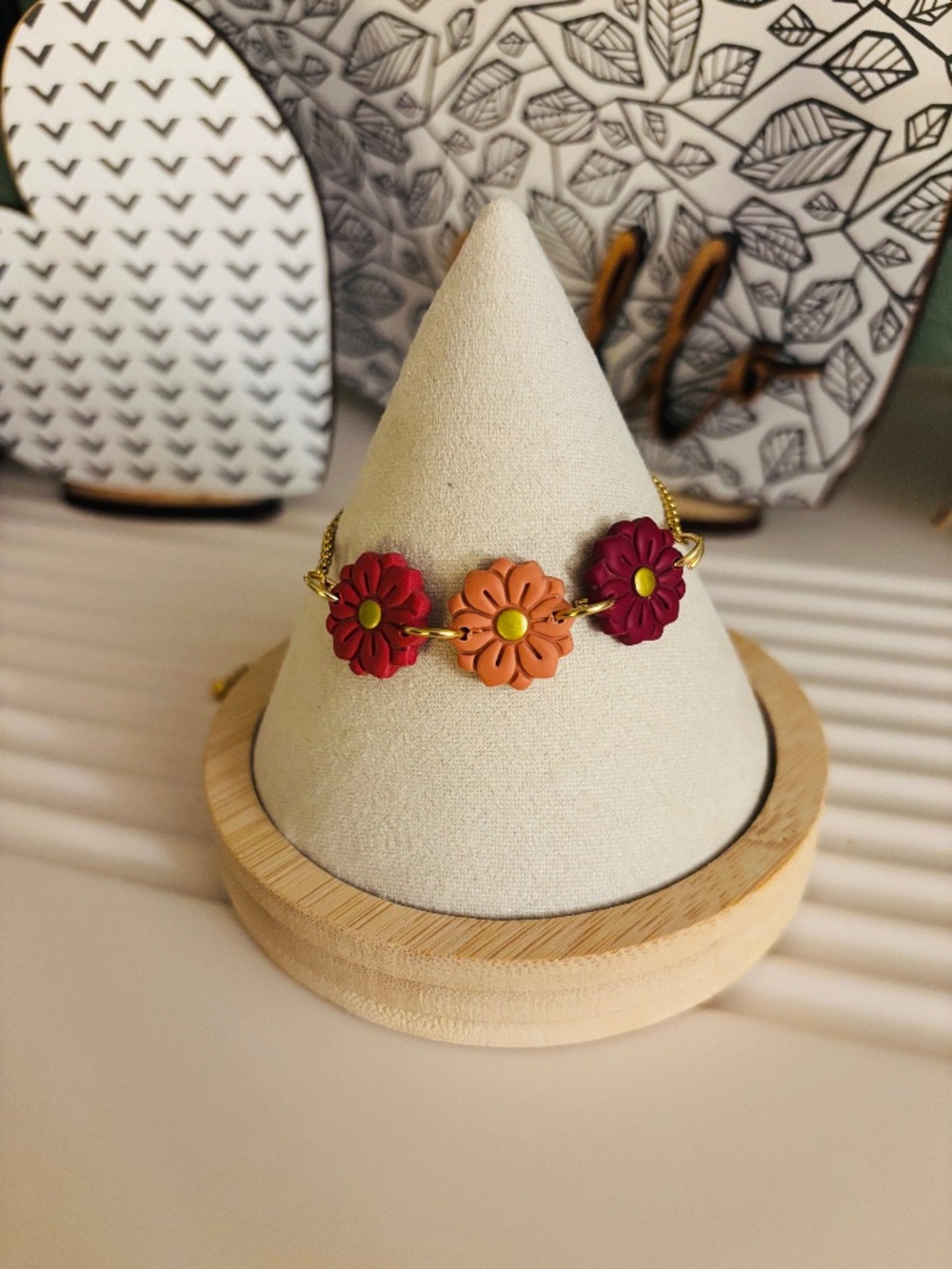 Polymer Clay Floral Pulley Bracelet